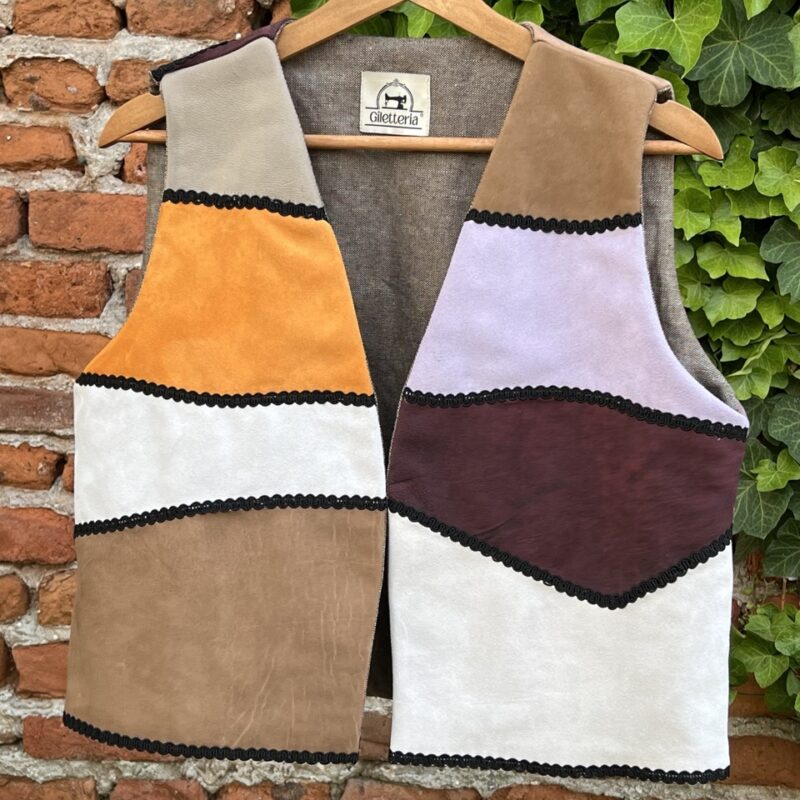 Gilet patchwork pelle