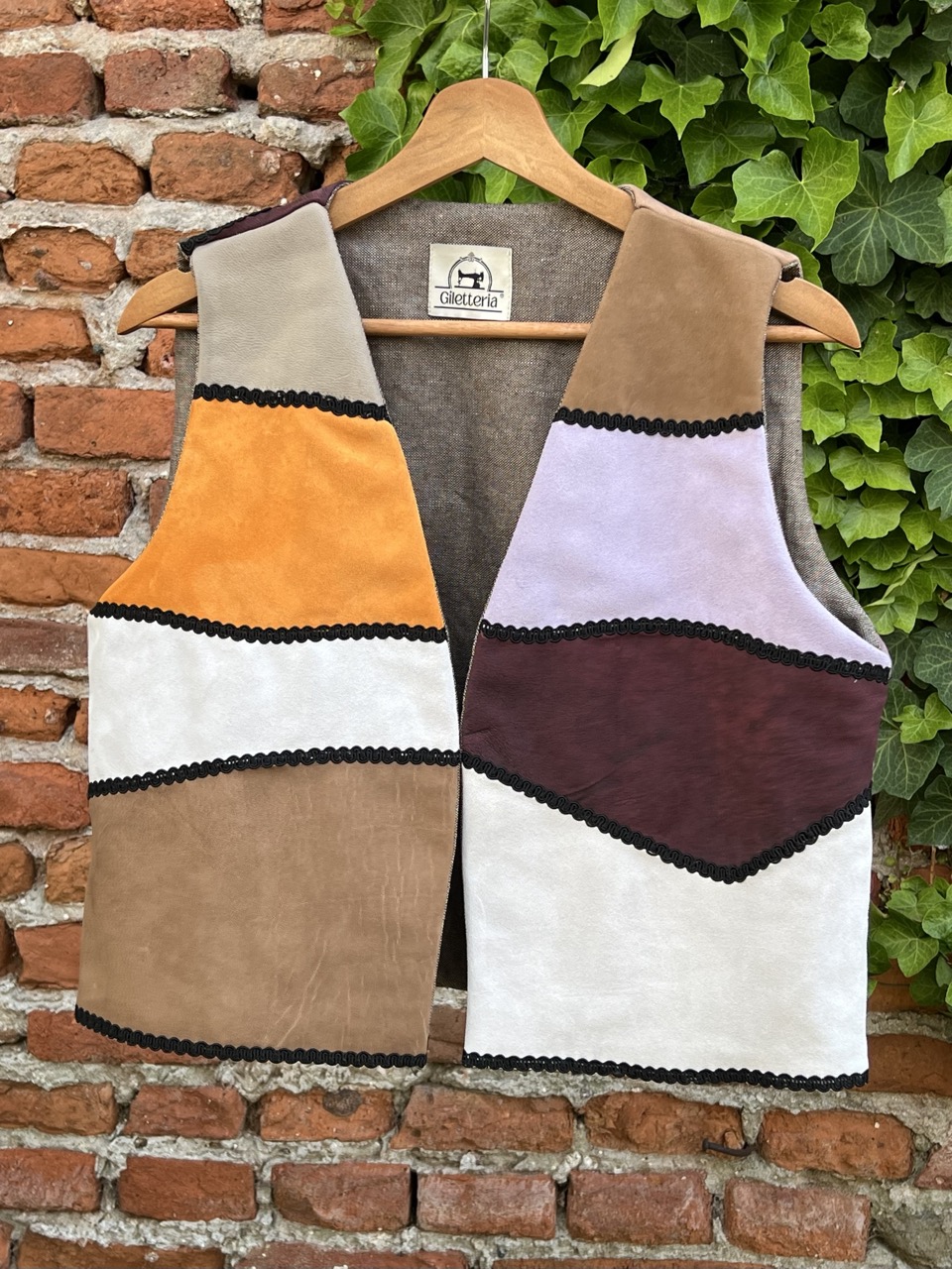 Gilet patchwork pelle