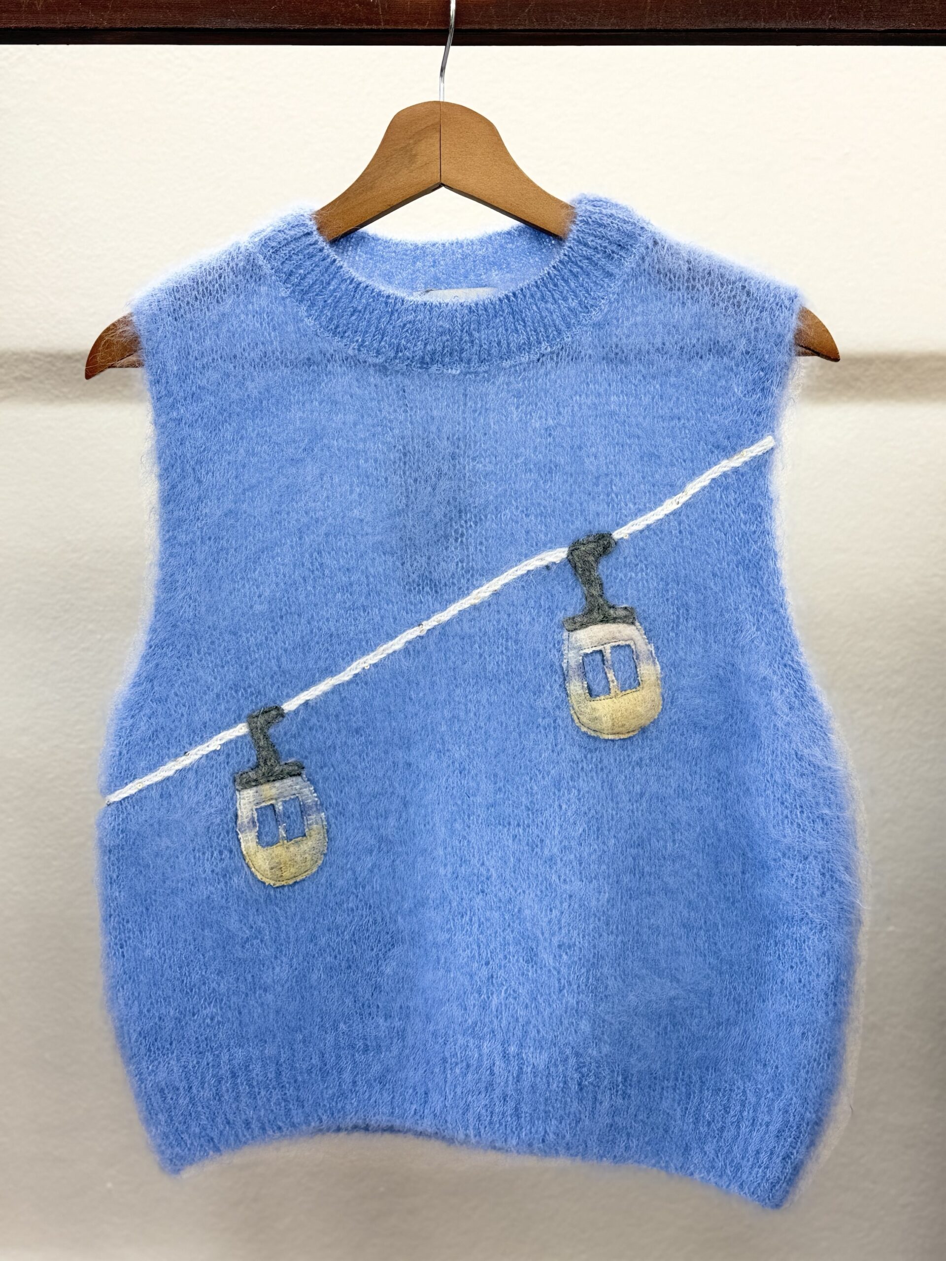 Gilet fluffy azzurro funivia